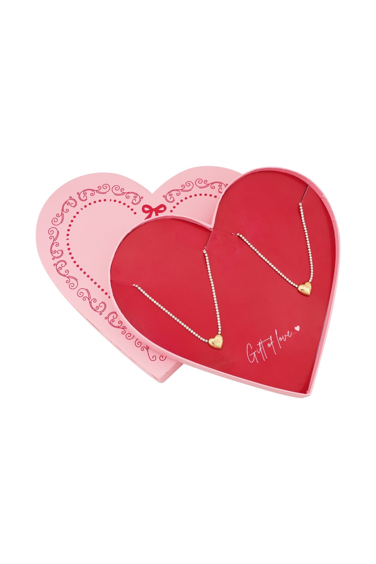 Gift of love Stainless steel hearts Ketting - Goud kleur