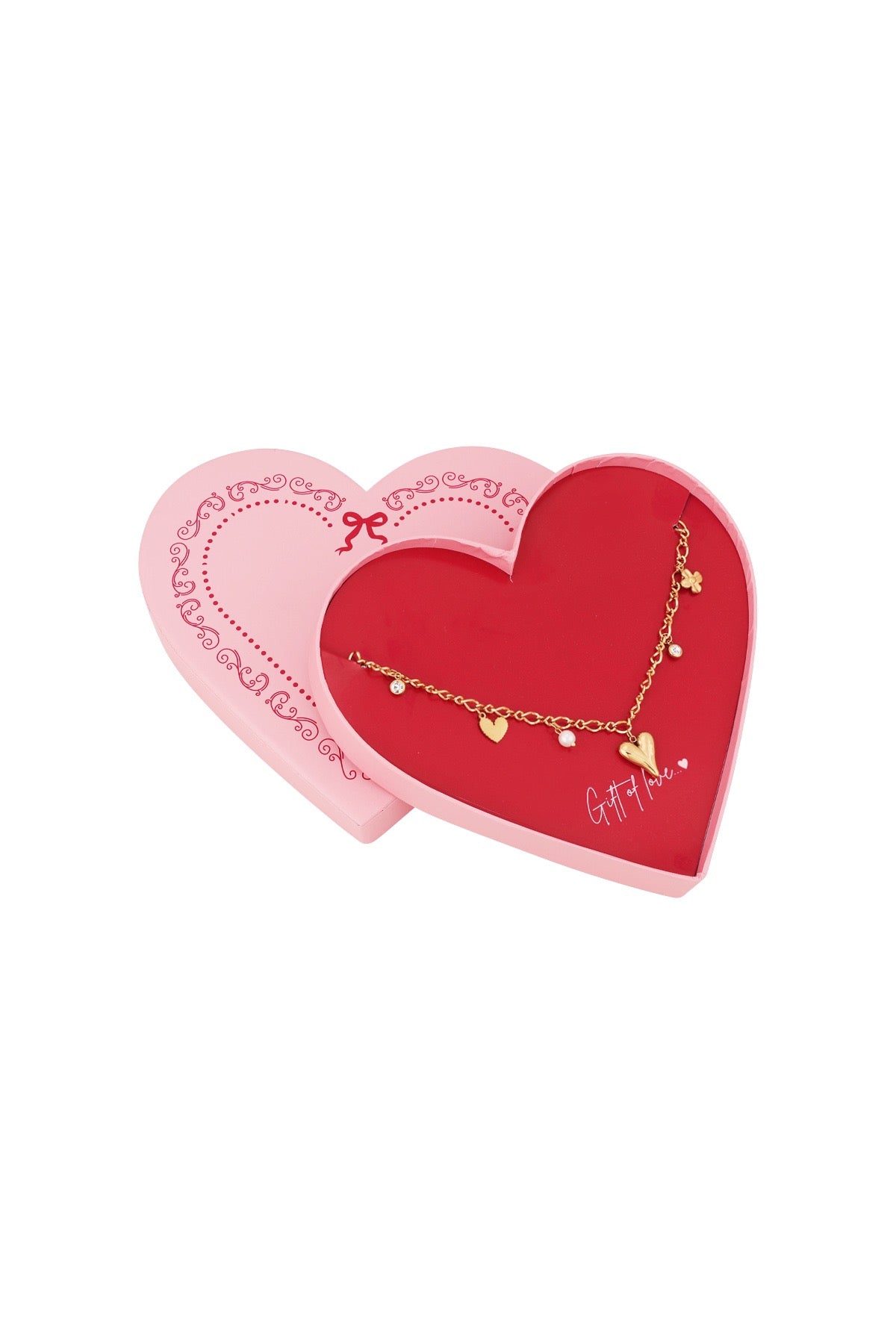 Gift of love Stainless steel hearts Ketting - Goud kleur