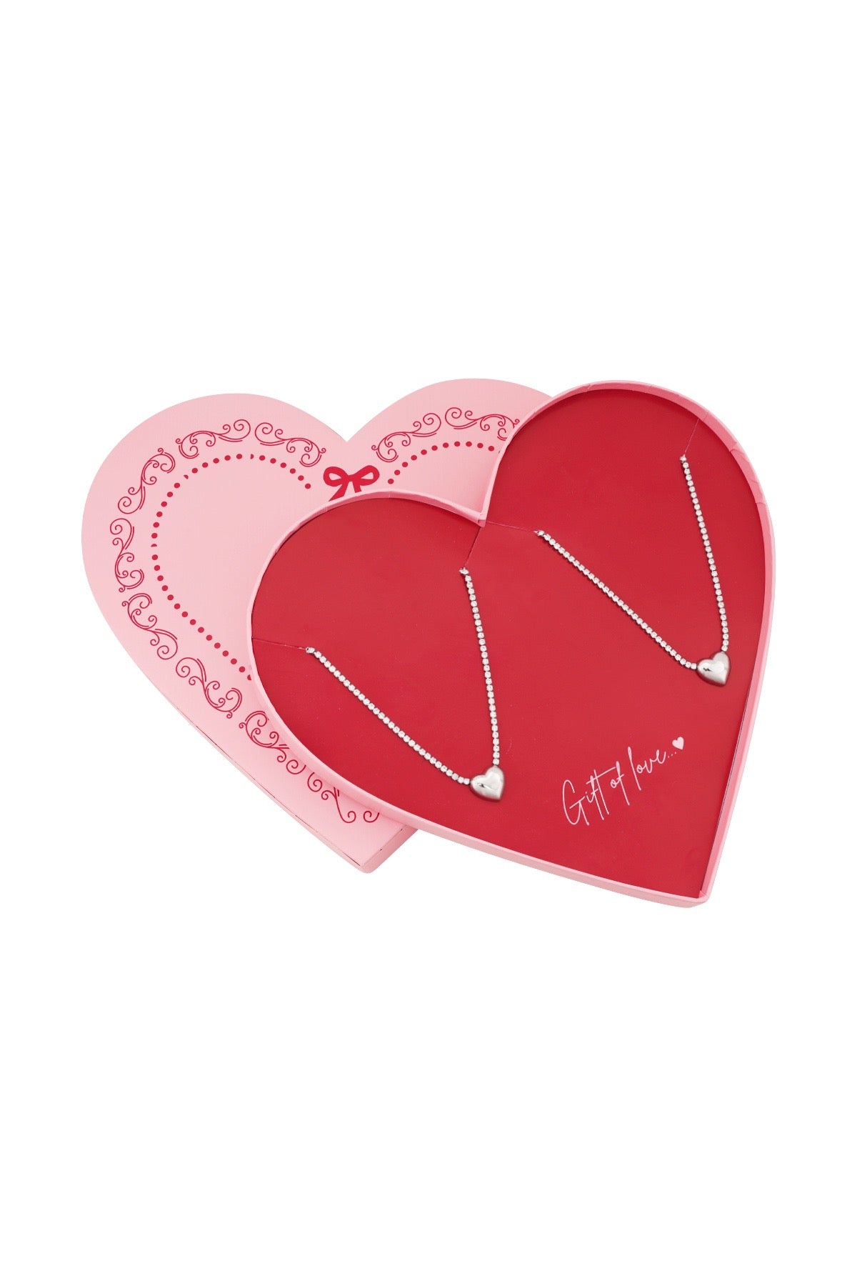 Gift of love Stainless steel hearts Ketting - zilver kleur