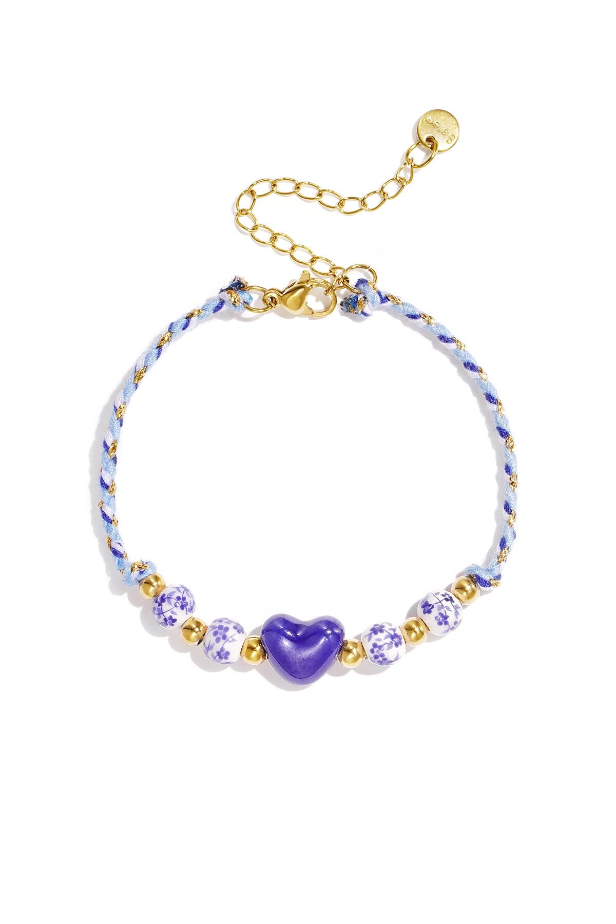 Armband met kralen en hart -blauw