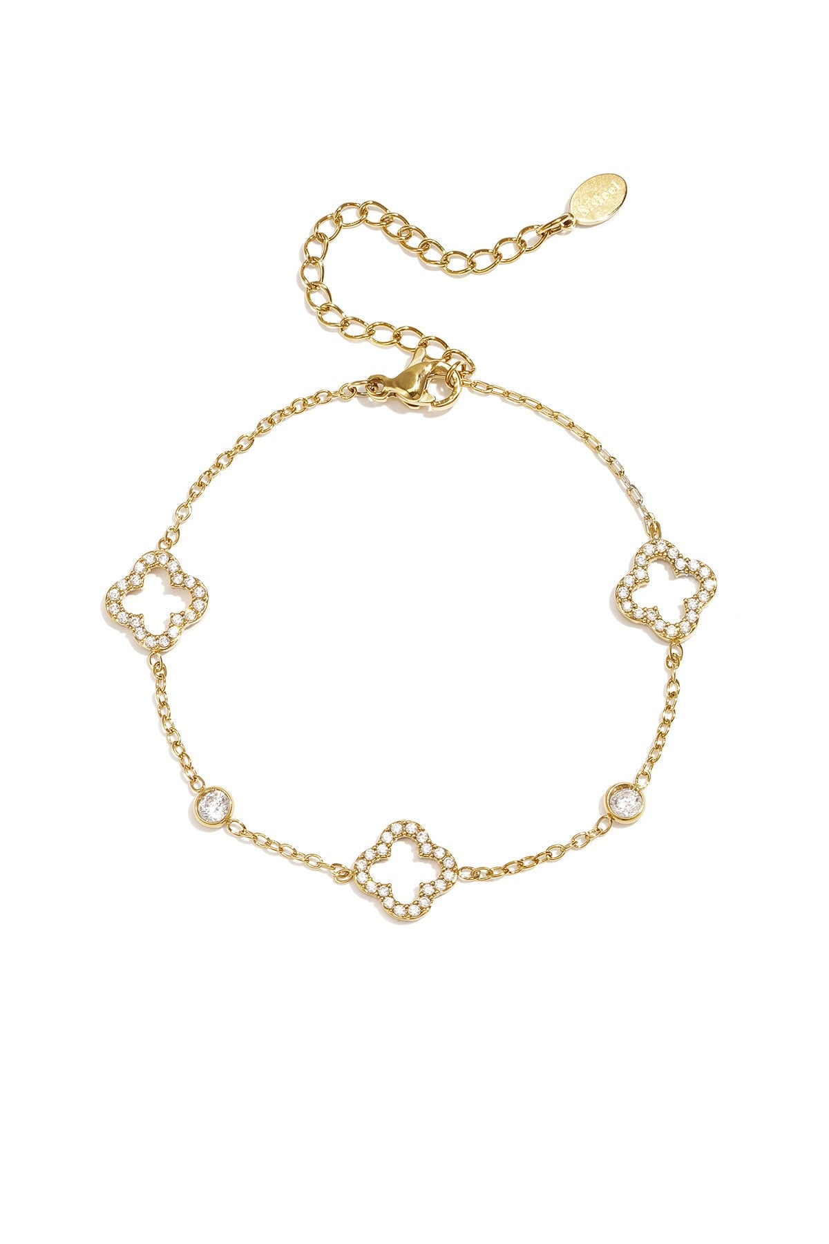 Armband met belegde klavers -goud