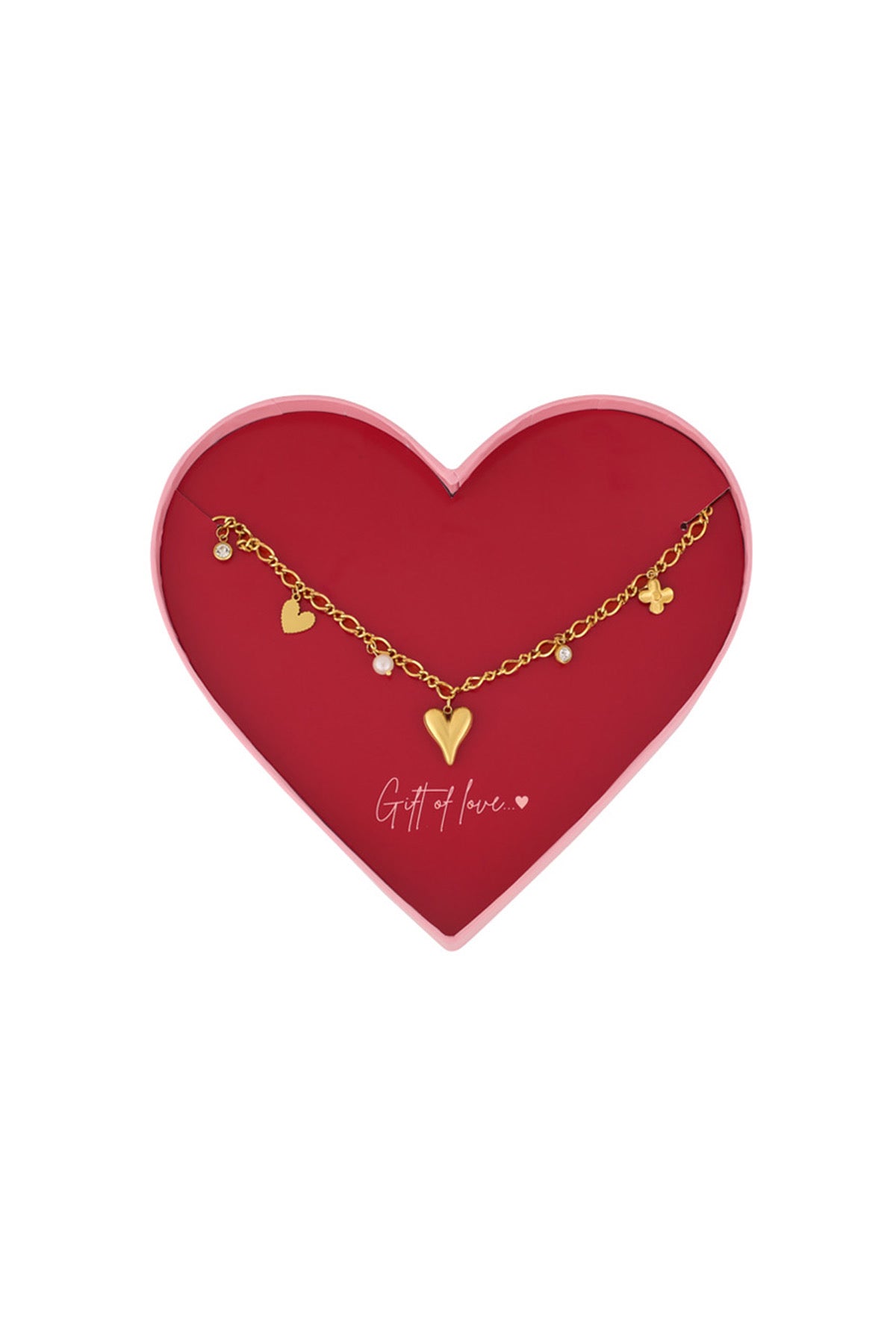 Gift of love Stainless steel hearts Ketting - Goud kleur
