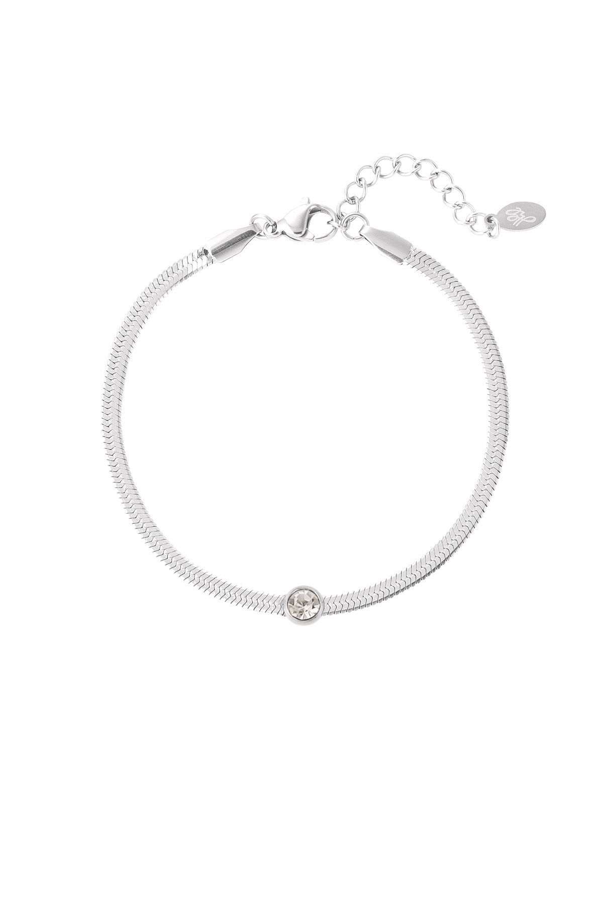 Schakel armband met diamant -zilver