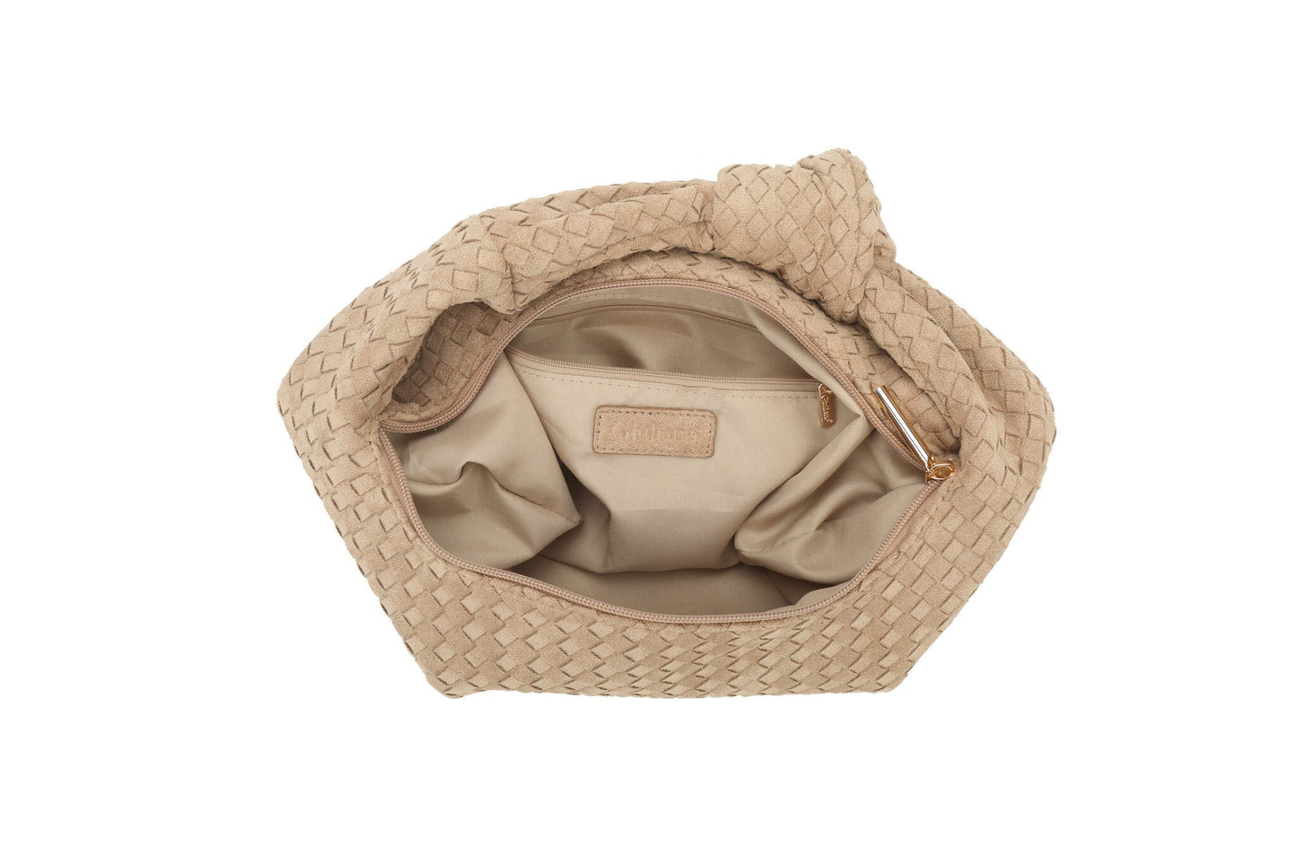 Suedelook handtas licht taupe