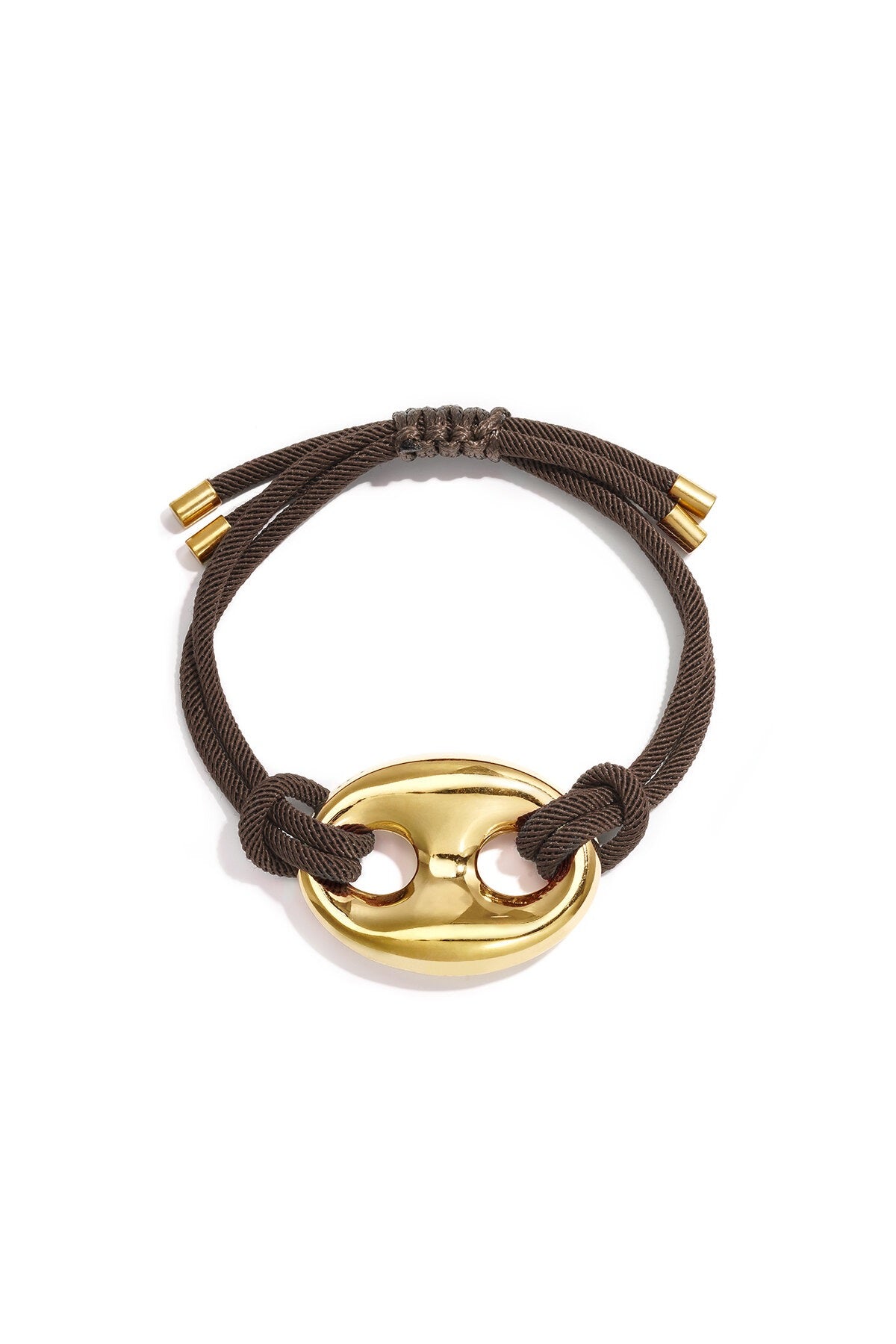 Satijnkoord armband met knoop - bruin