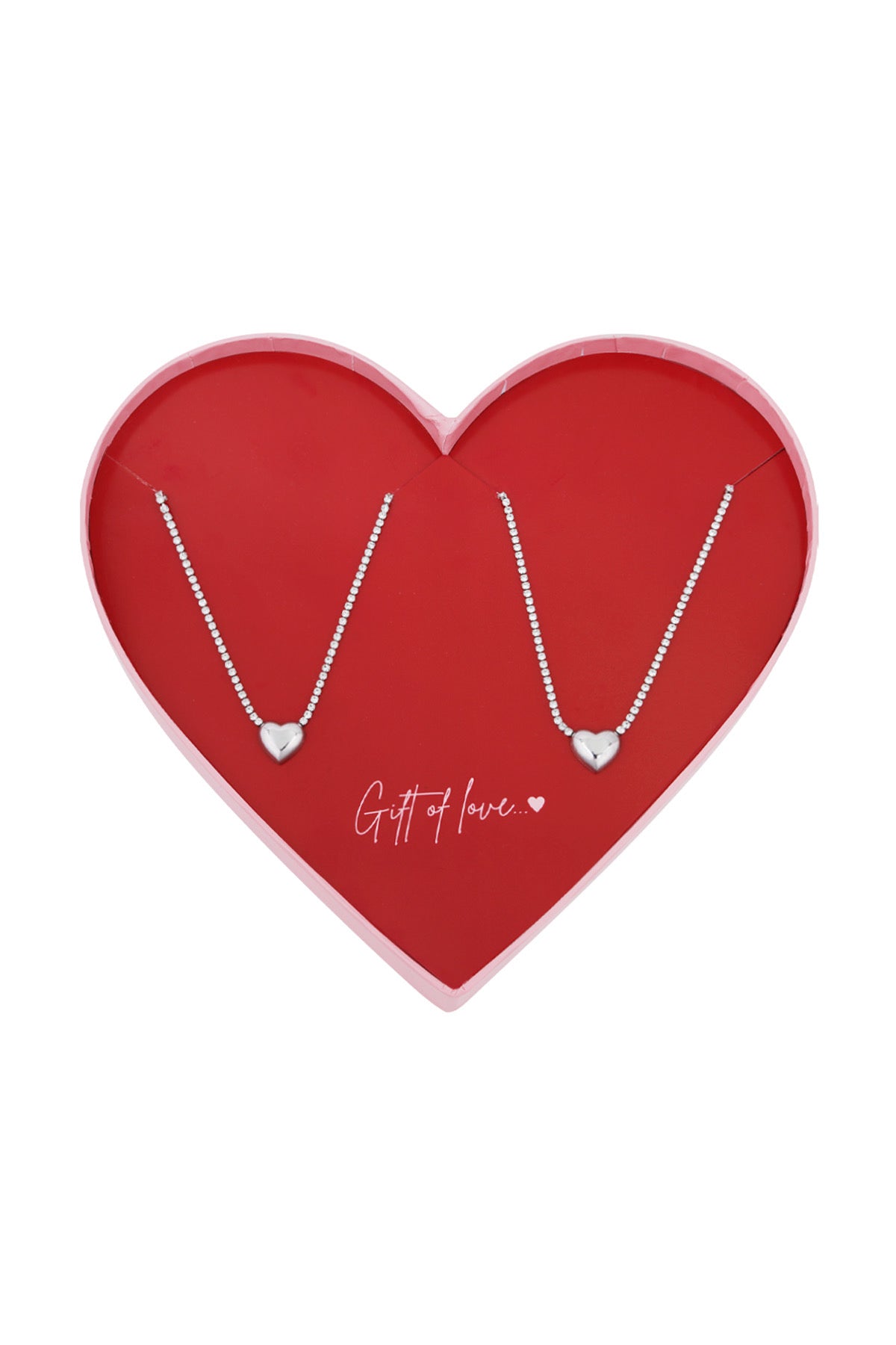 Gift of love Stainless steel hearts Ketting - zilver kleur