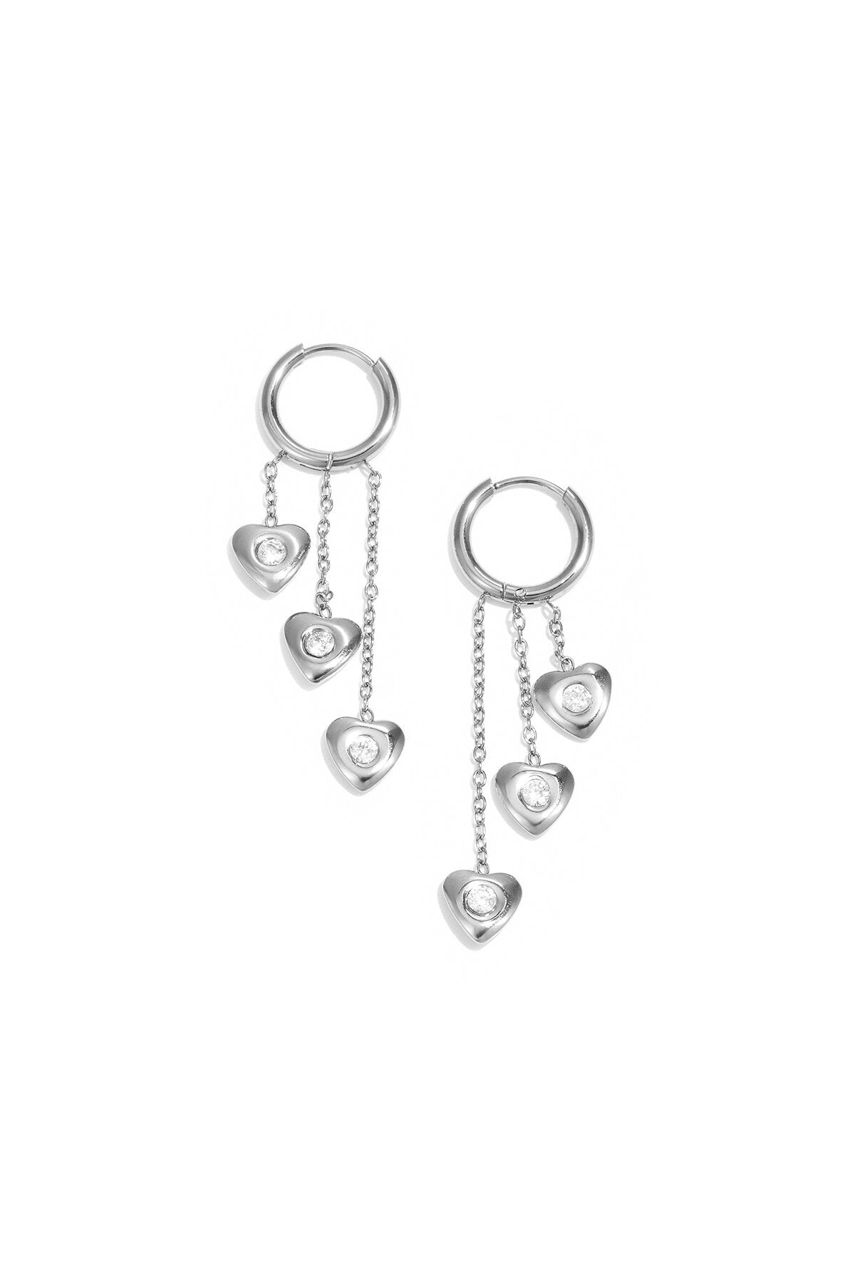 Oorbellen met hartjesdetail -zilver