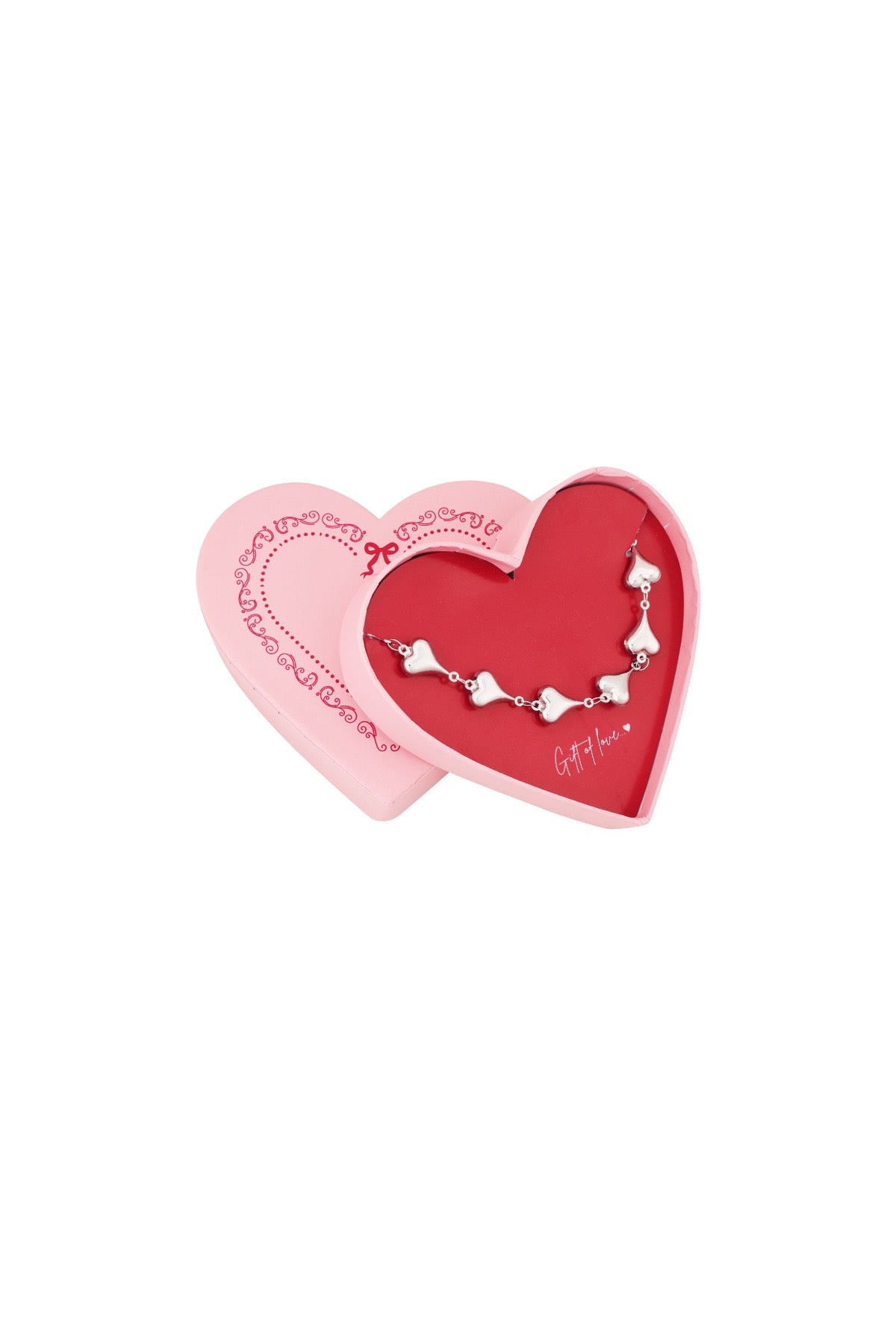 Gift of love Stainless steel Heart Chain Bracelet - Zilver kleur