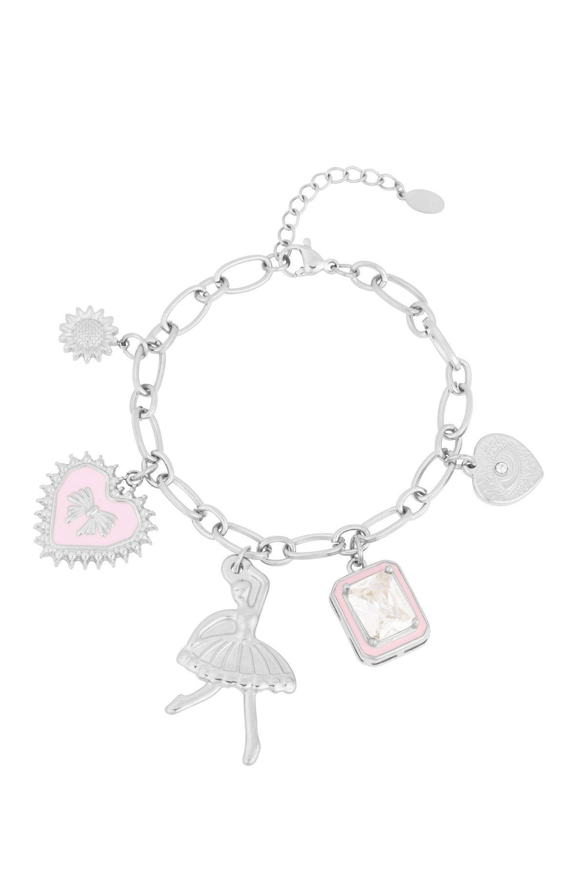 Bedelaemband colorfull dancer -zilver
