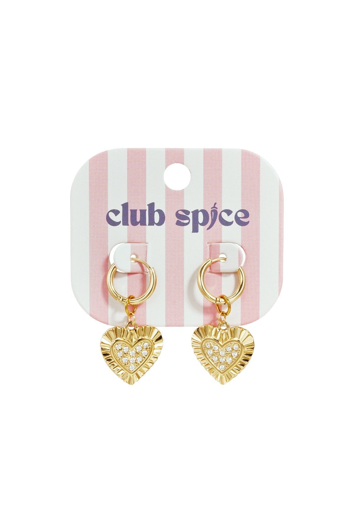 Ooringen met belegde stralende harten -goud