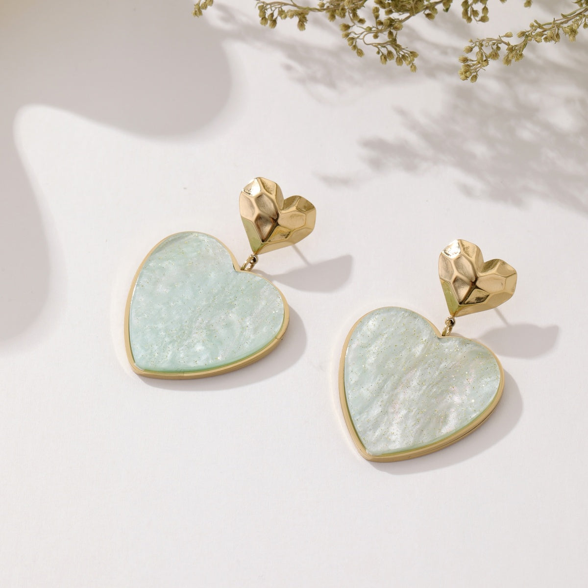 Heart oorbellen - green