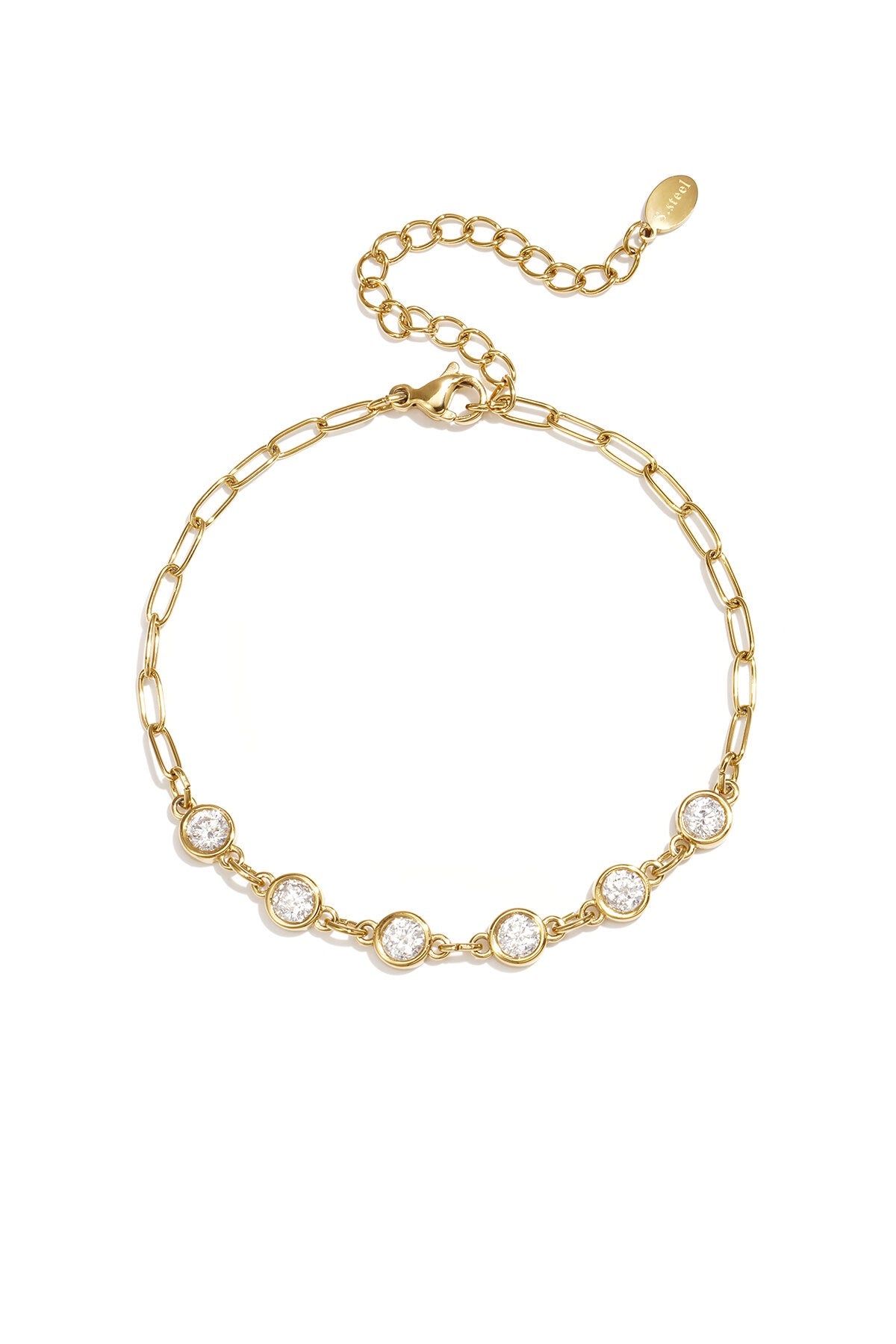 Schakelarmband met ronde steentjes