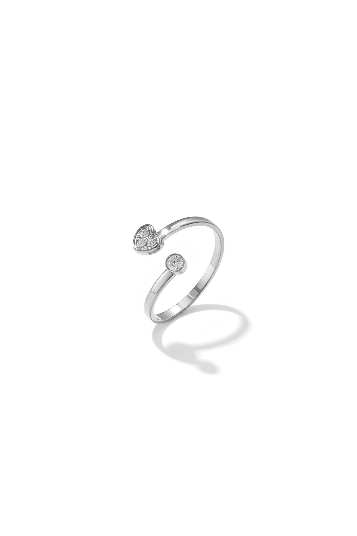 Minimalistische ring met hart -zilver