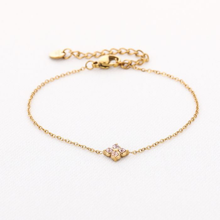 Klavertje armband -goud/orange