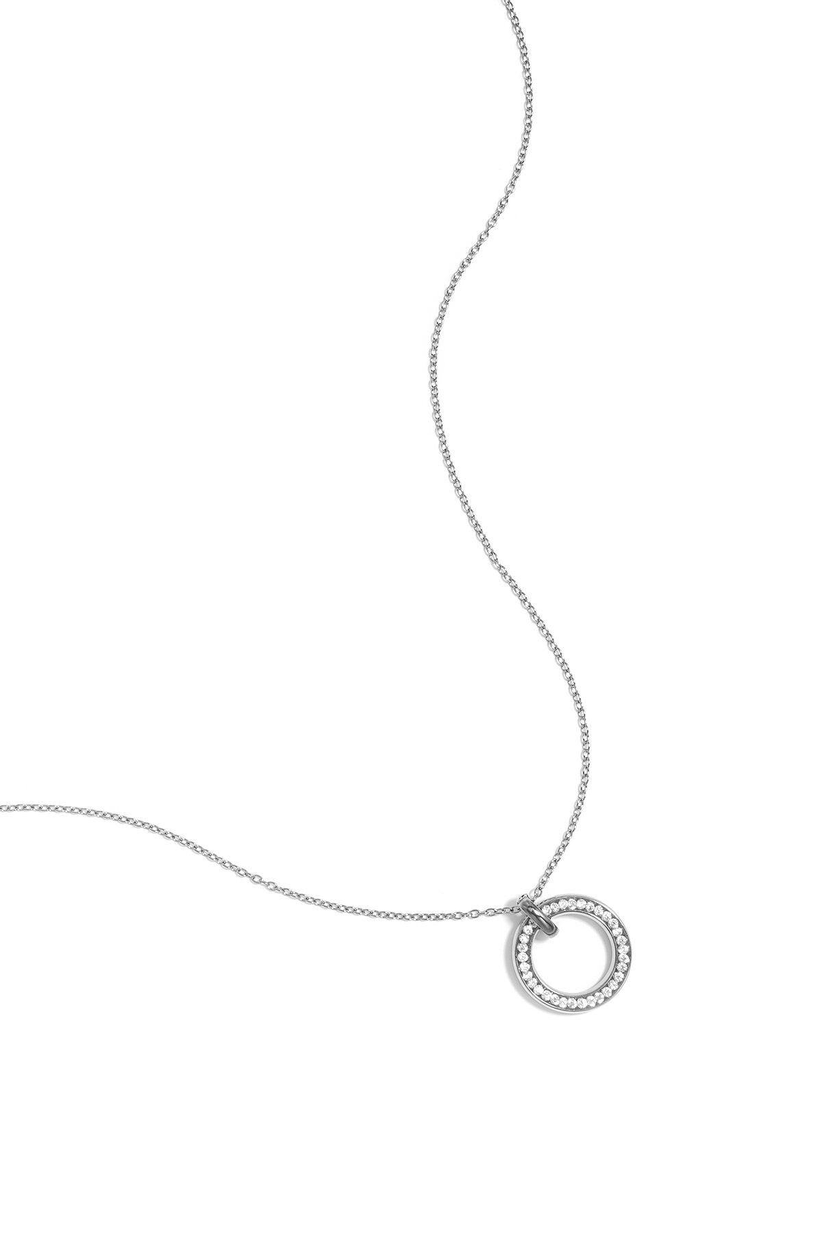 Ketting met belegde cirkel -zilver