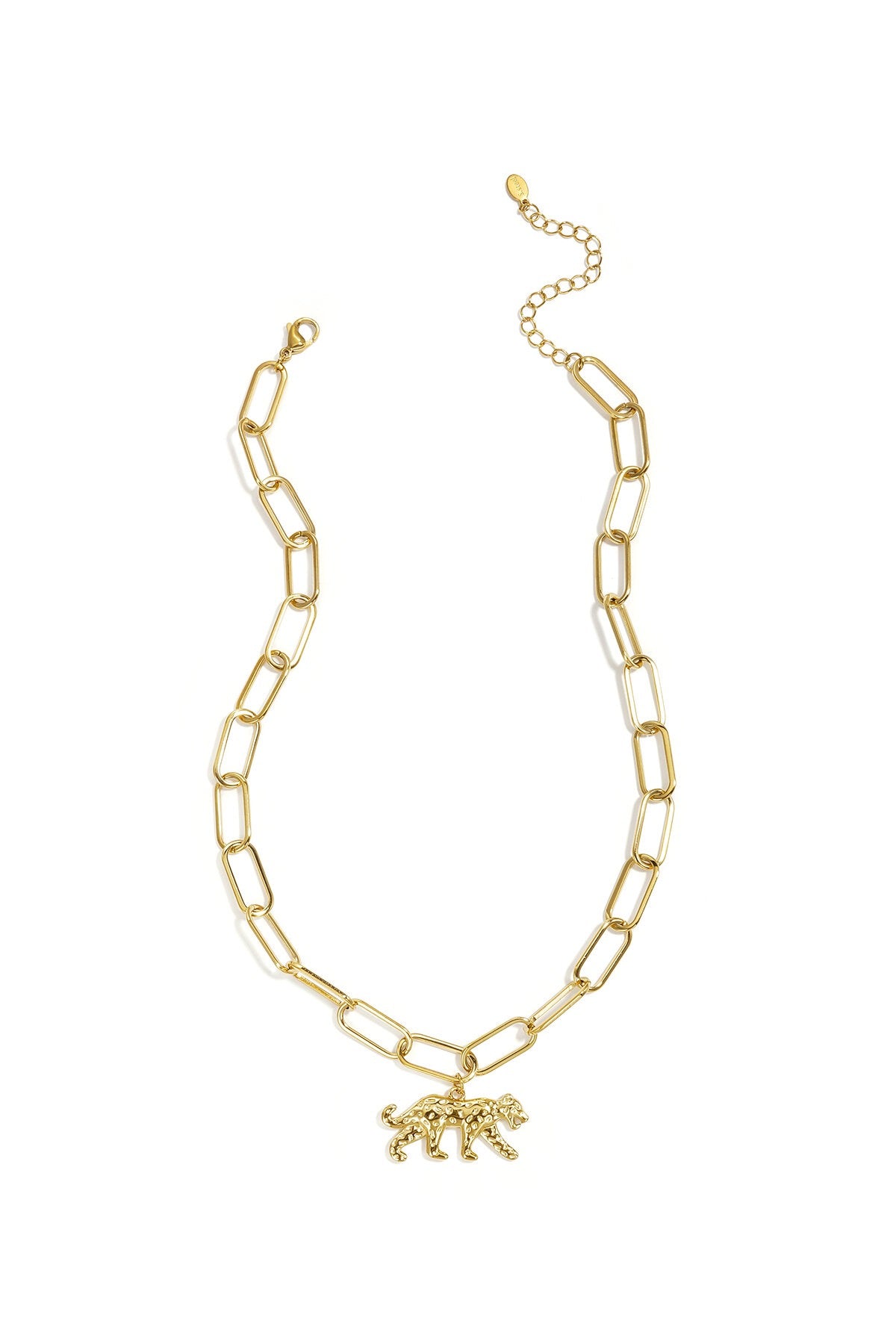 Schakelketting met panterbedel -goud