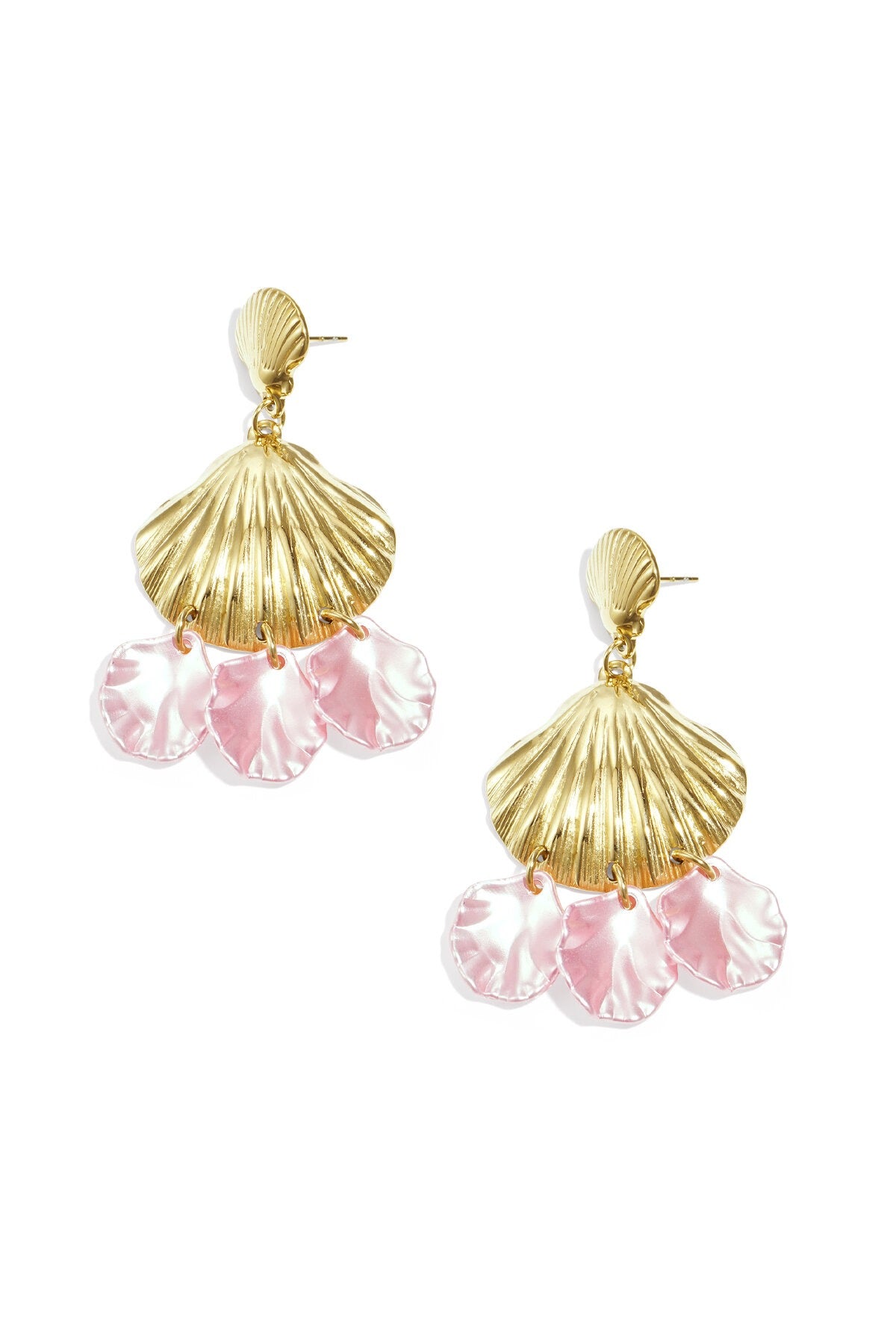Oorbellen met schelpjes / roze