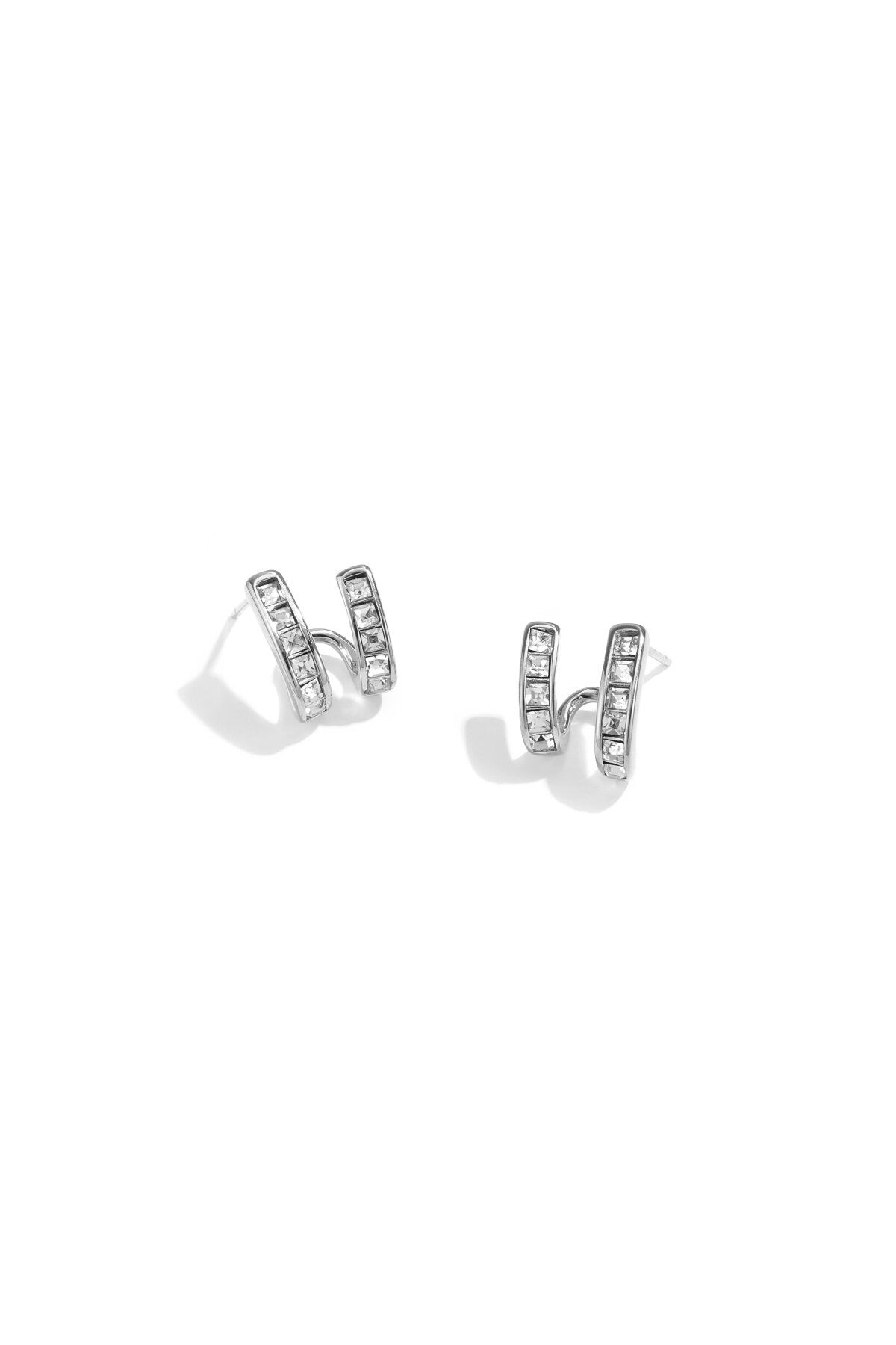 Luxe open creolen met patroon en zirkonia / zilver