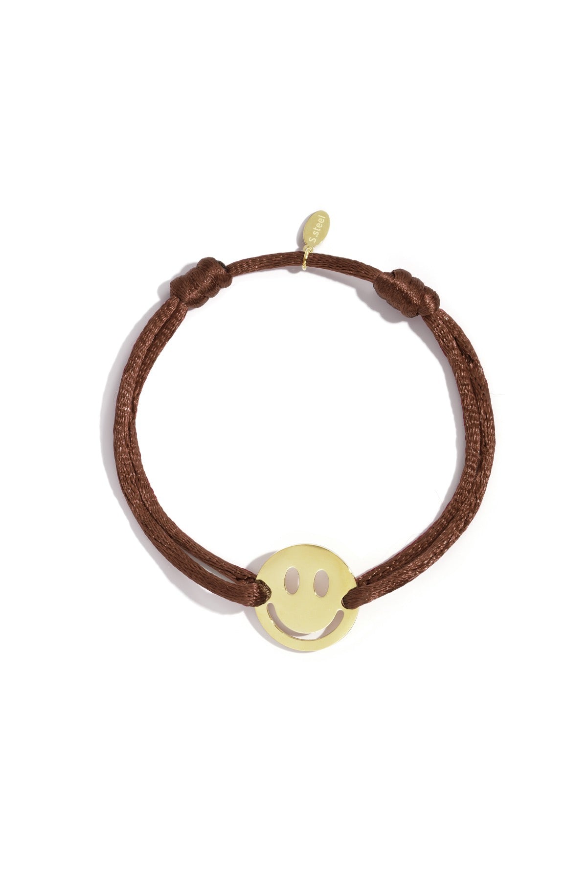 Satijnen armband smiley - brown