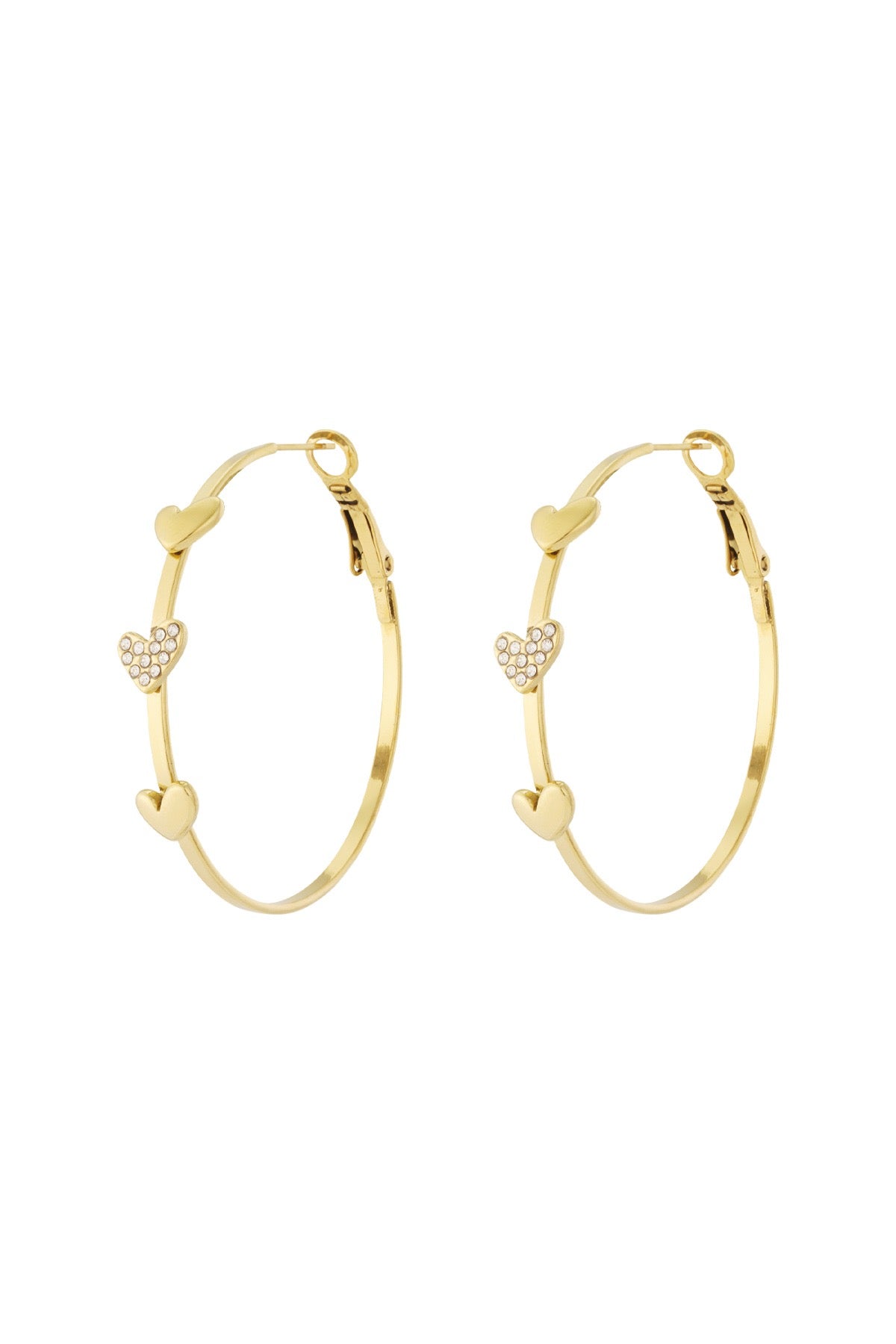Creolen met bling hartjes - goud