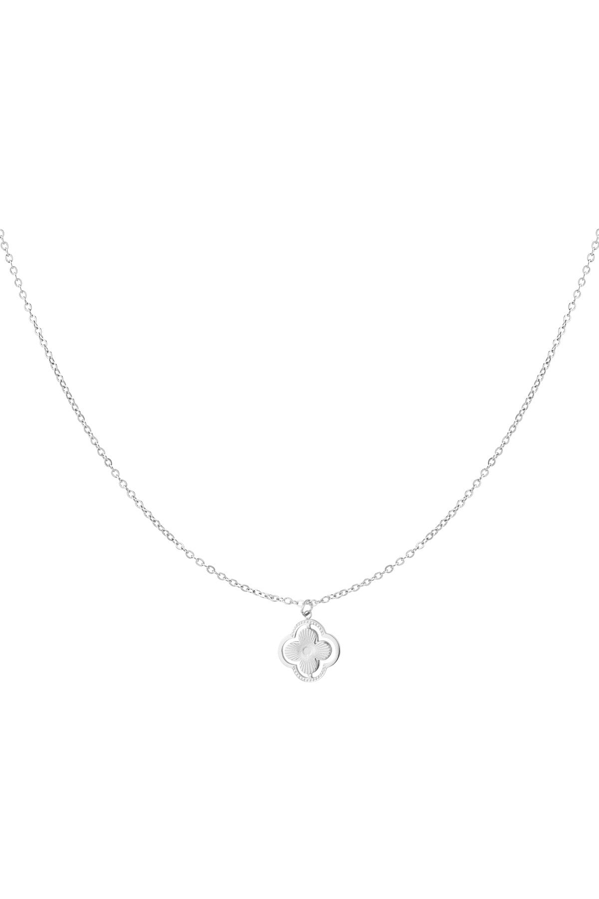 Ketting dubbele klaver - zilver