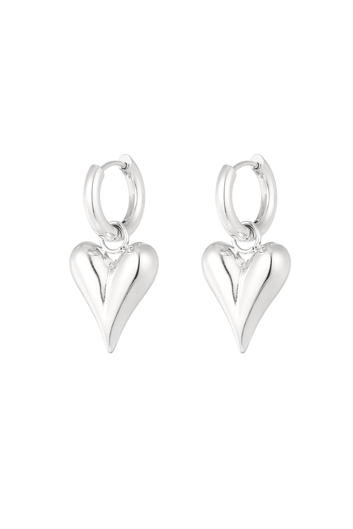 Oorbellen hart medium - zilver