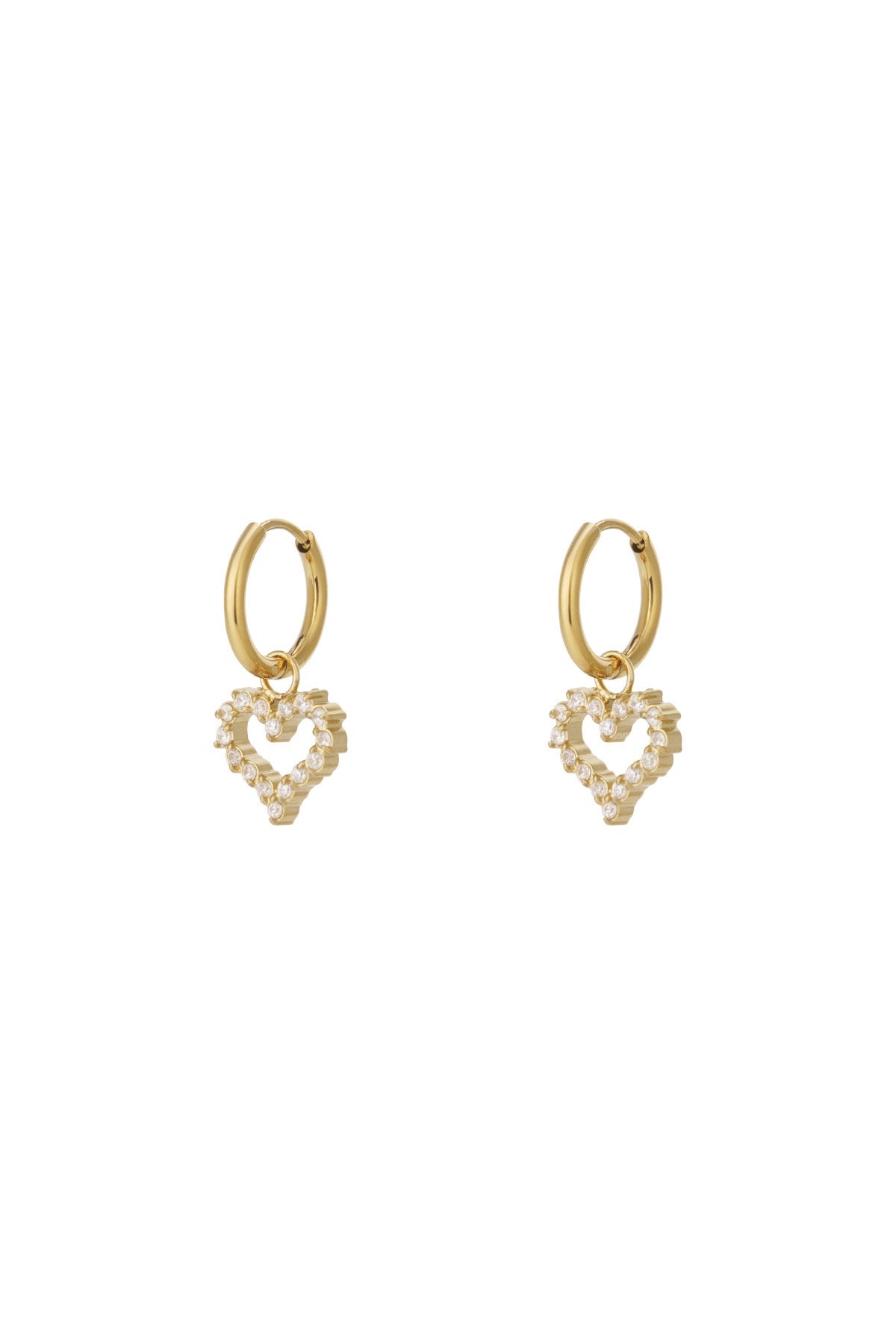 Oorbellen hart strass - goud