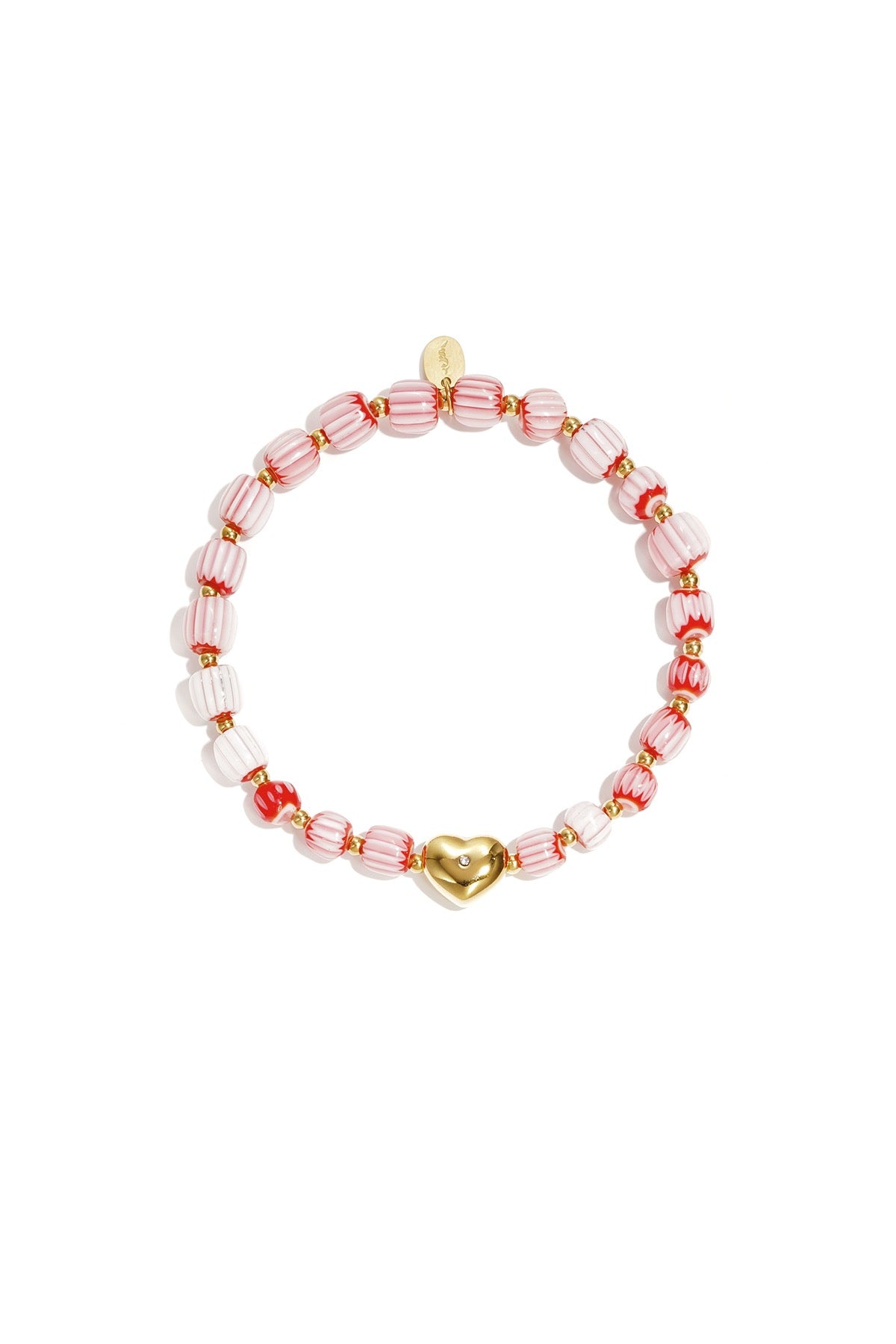 Armband van kralen met hartvormig centerpiece -roze