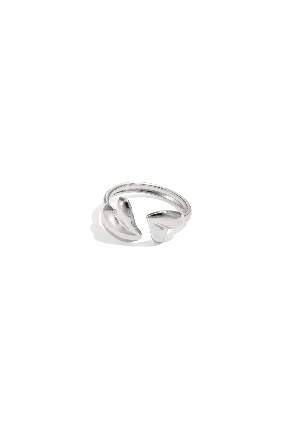 Verstelbare ring met harten -zilver