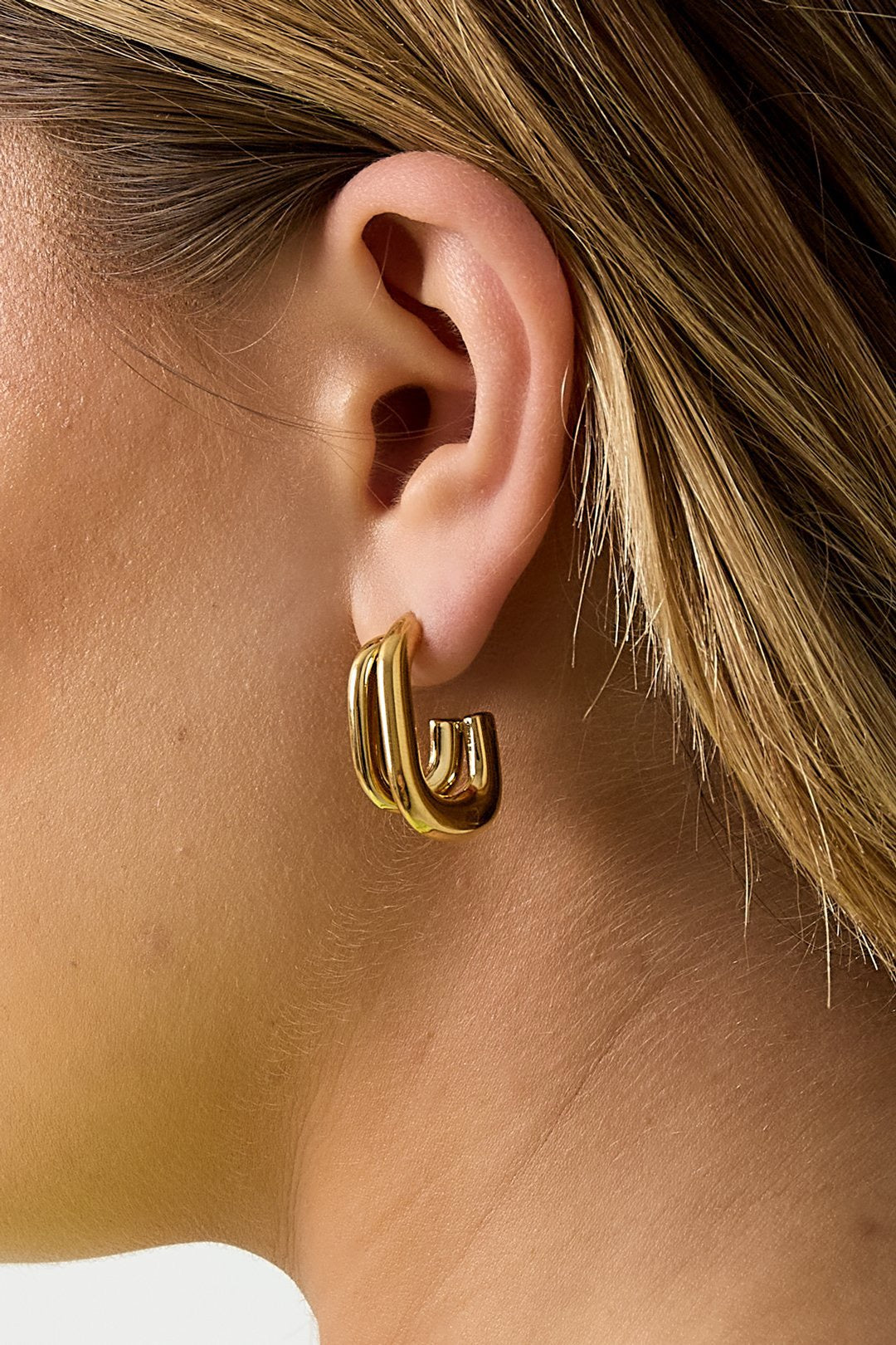 Rechthoekige dubbele oorbellen -goud