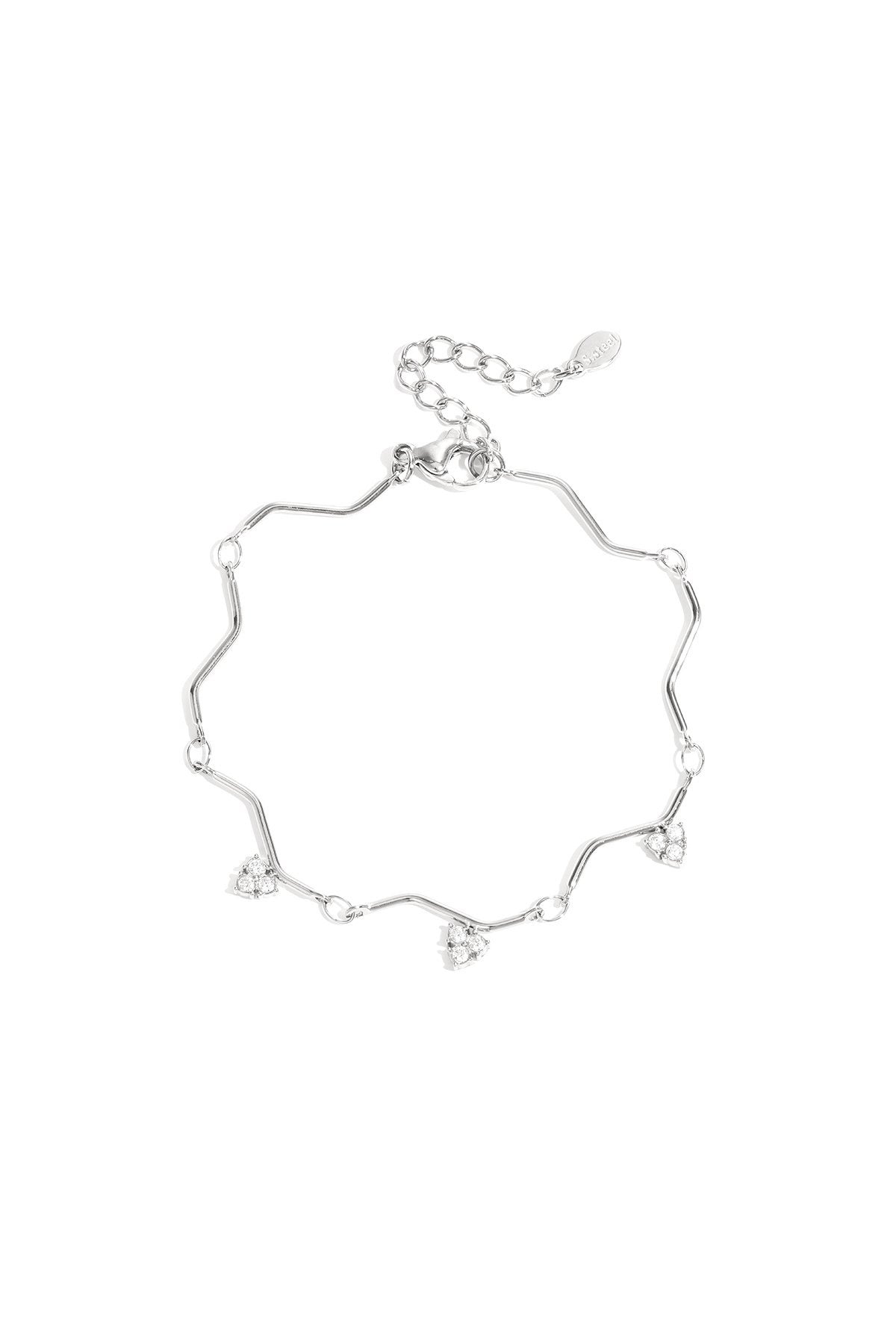 Armband met zigzag patroon en steentjes -zilver