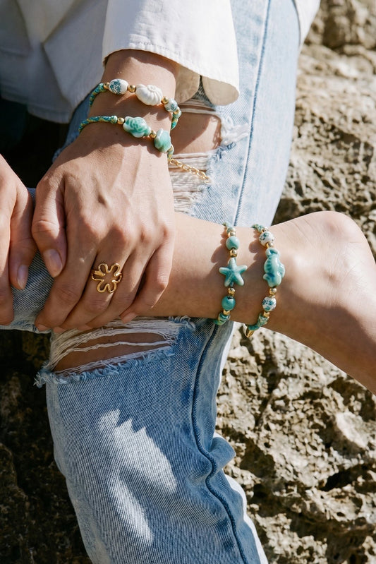Enkelband zeepaard -blauw/groen