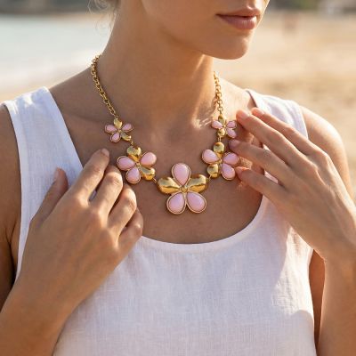 Bloem ketting roze