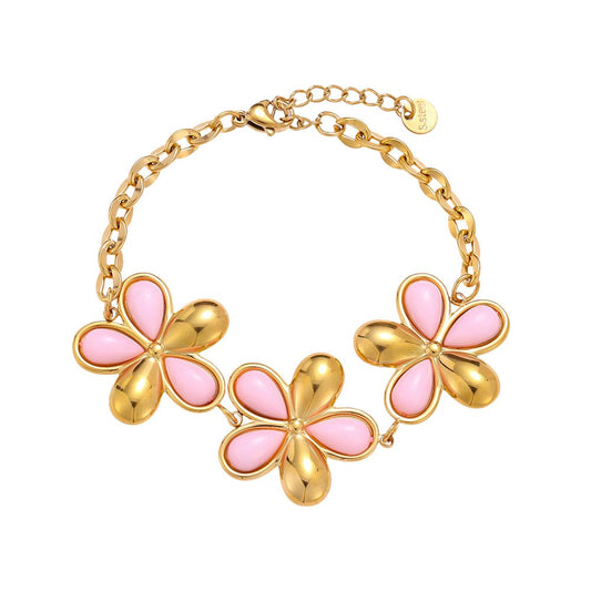 Bloem armband roze