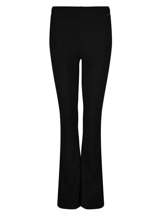 Eline zwarte rib flared broek -black