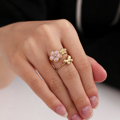 Flower butterfly ring