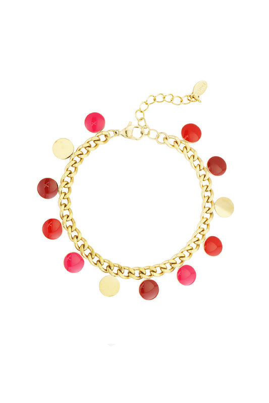 Armband red coin - Goud kleur