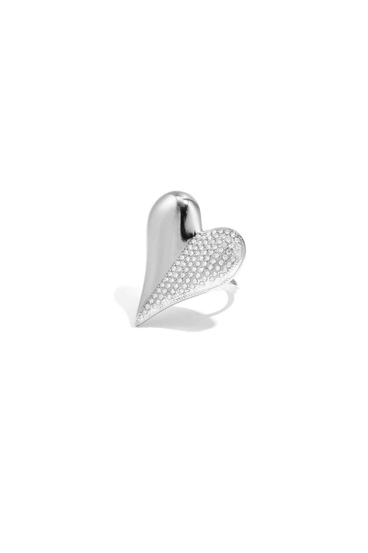 Hart ring met strass -zilver