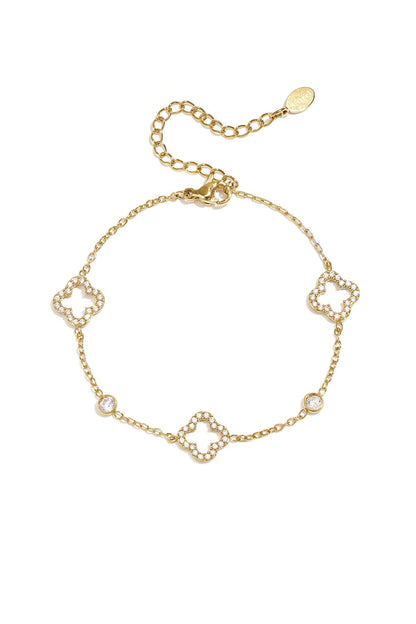 Armband met belegde klavers -goud