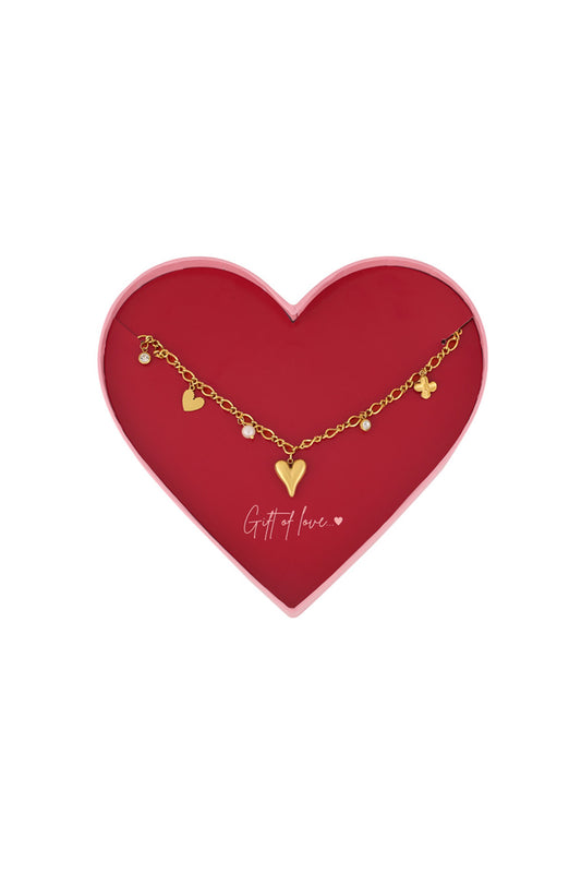 Gift of love Stainless steel hearts Ketting - Goud kleur