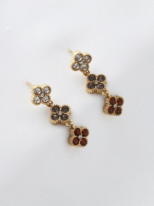 Clover earring -bruin