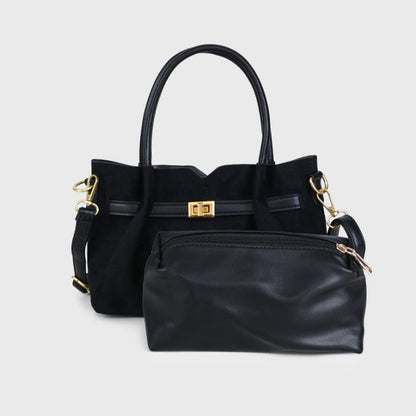 Olive bag met etui -black