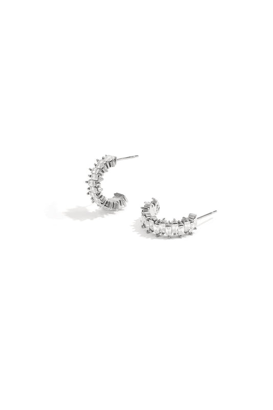 Oorbellen met zigzag steentjes -zilver