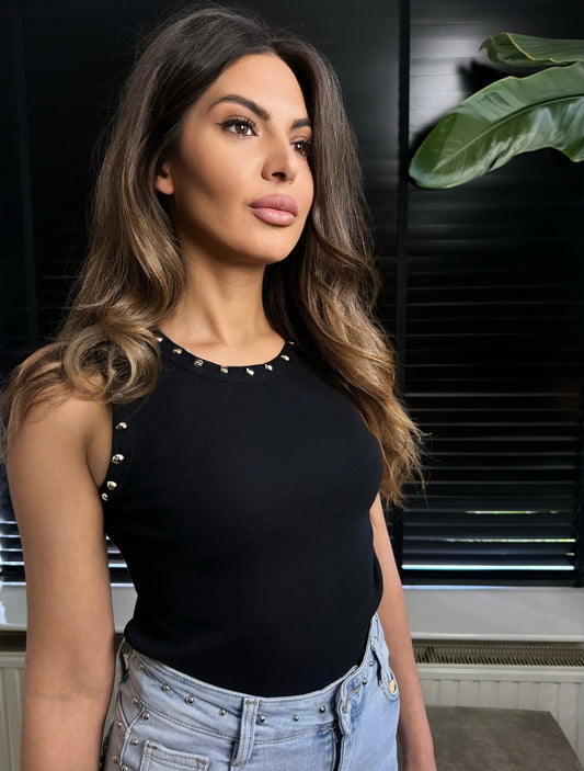 Studdy top -zwart