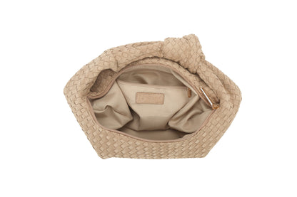 Suedelook handtas licht taupe