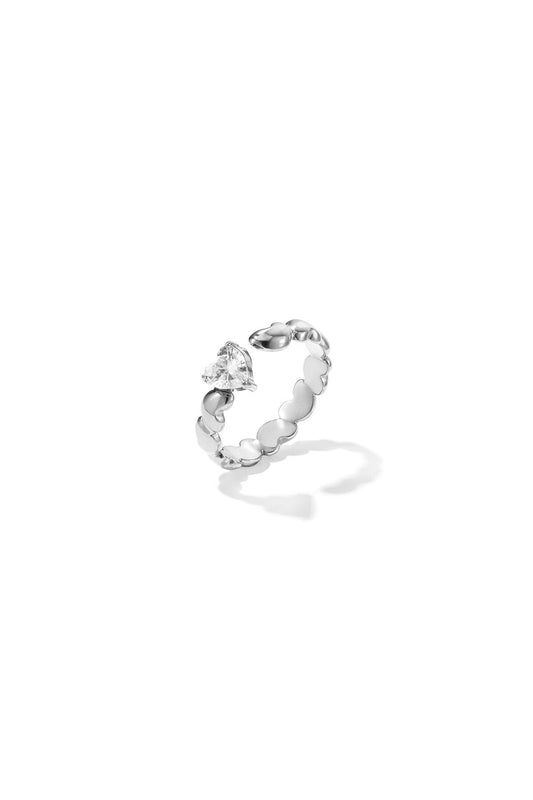 Minimalistischte ring met harten -zilver