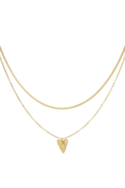 Heartfelt layers ketting - Goud kleur