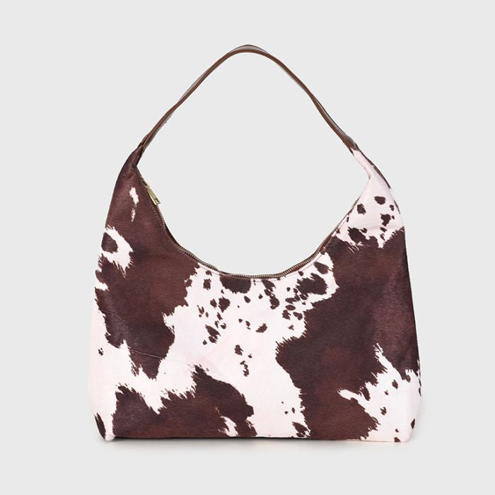 Cow motive handtas -brown