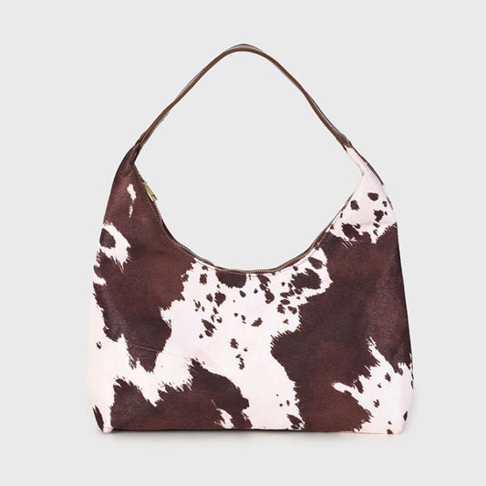 Cow motive handtas -brown