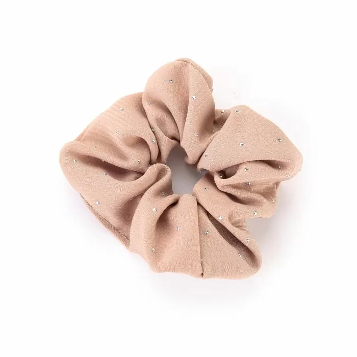 Scrunchie met strass -beige